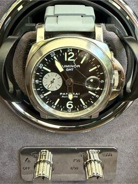 Panerai Luminor GMT Black Dial with Light Gray Strap